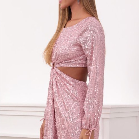 Pink O-Ring Sequin Dress - Picture 2 of 5